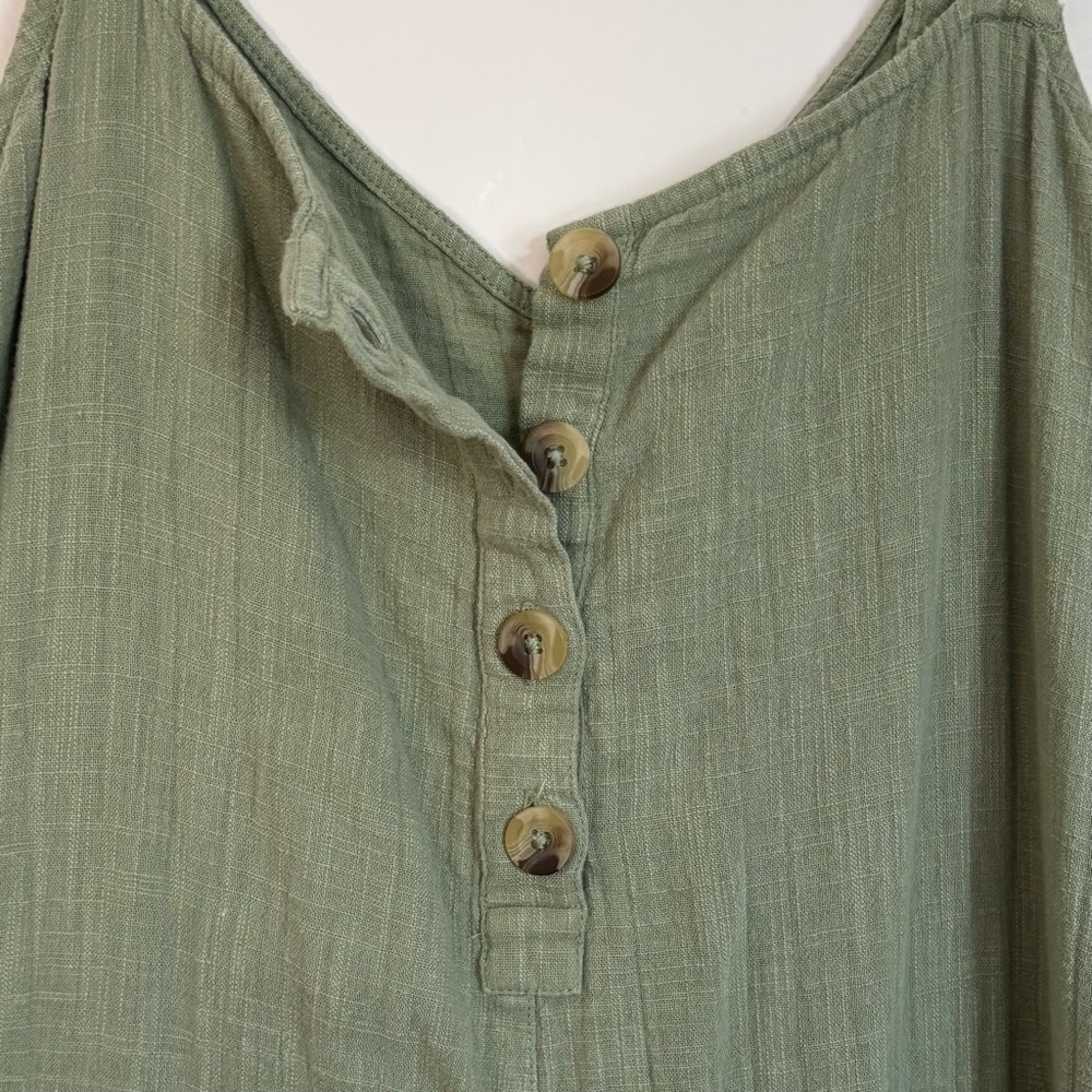 Billabong Stargazer 100% Cotton Jumpsuit, sage green, cropped leg, gauzy, XL - Picture 8 of 12